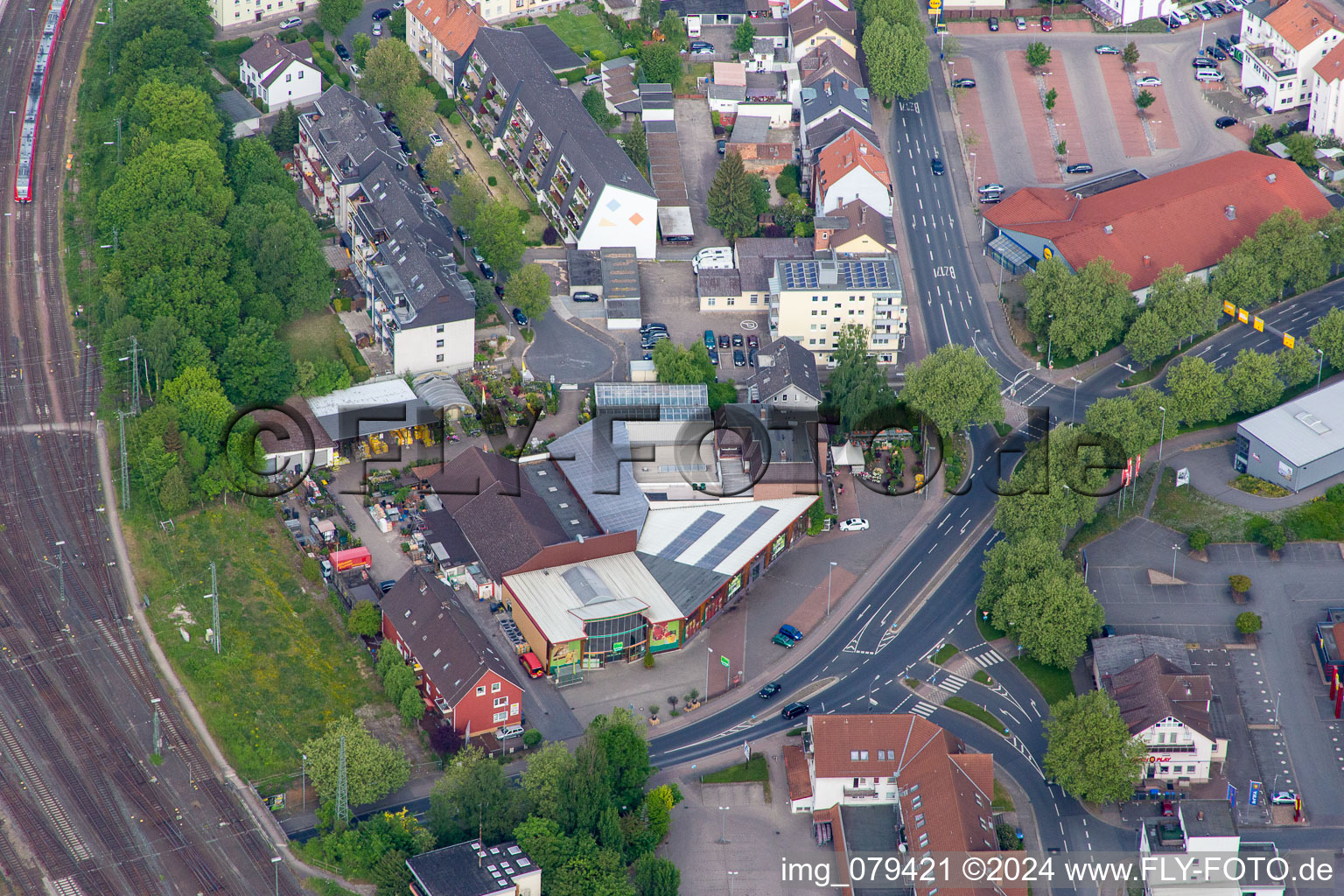 Vue aérienne de Marché bio Hameln à Hameln dans le département Basse-Saxe, Allemagne