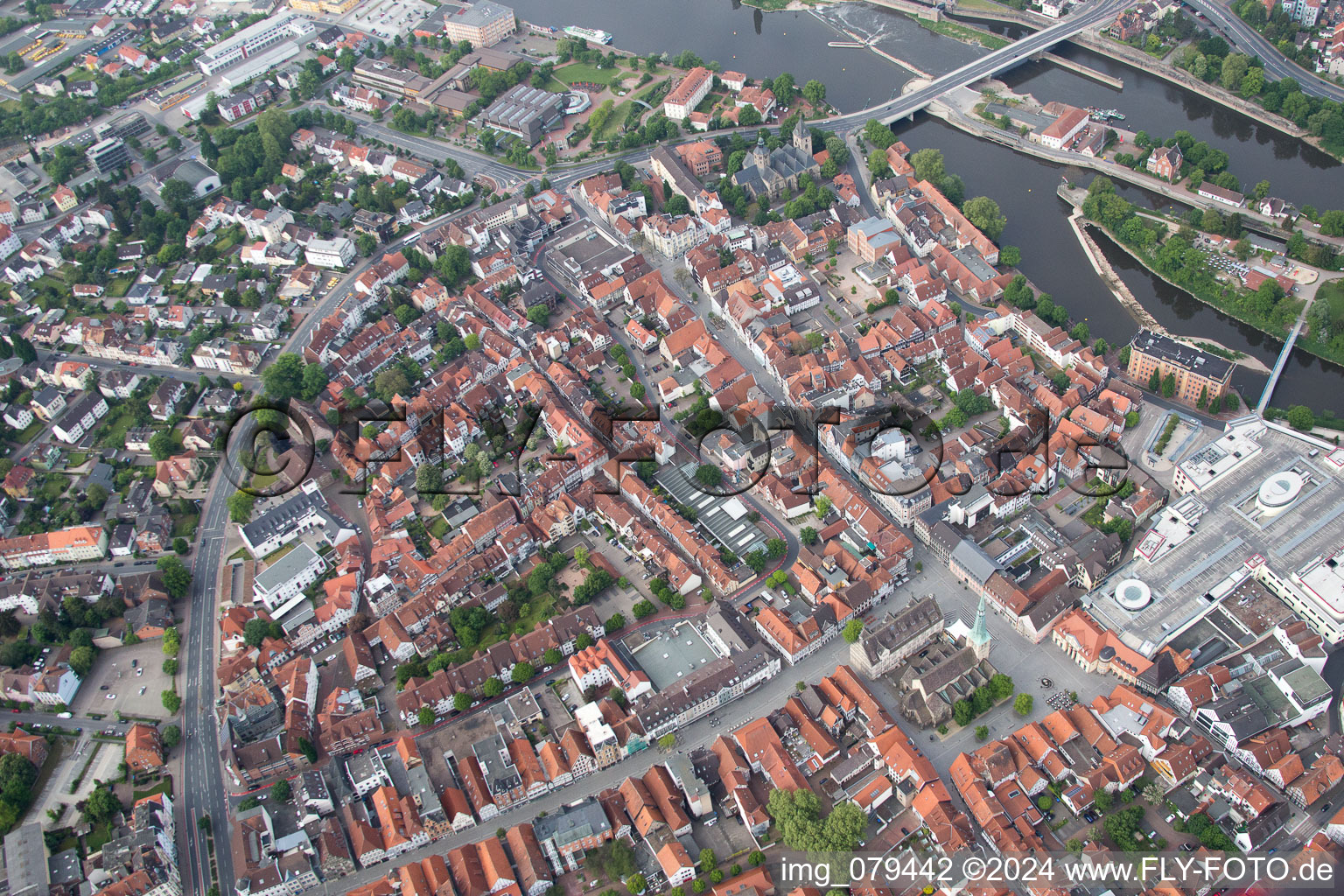 Vue aérienne de Hameln dans le département Basse-Saxe, Allemagne