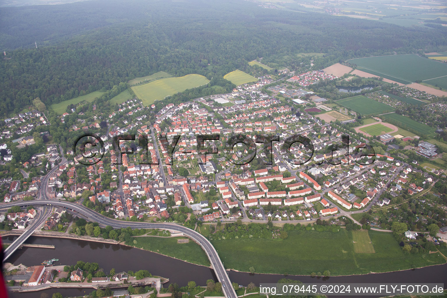 Vue oblique de Hameln dans le département Basse-Saxe, Allemagne