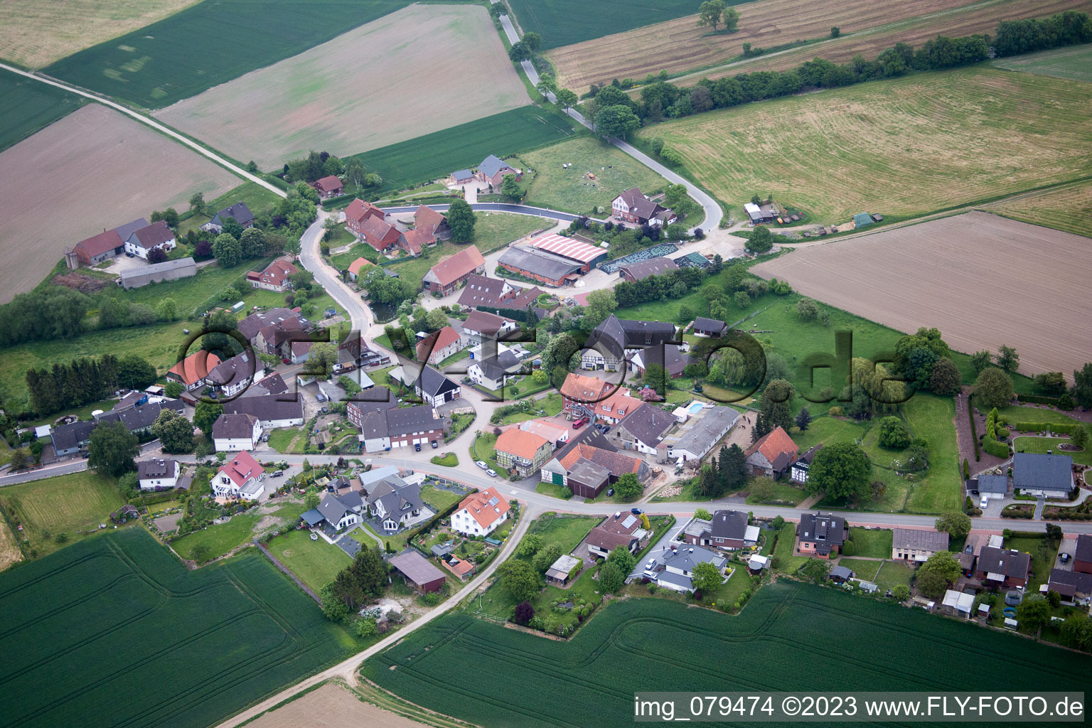 Vue oblique de Lüntorf dans le département Basse-Saxe, Allemagne
