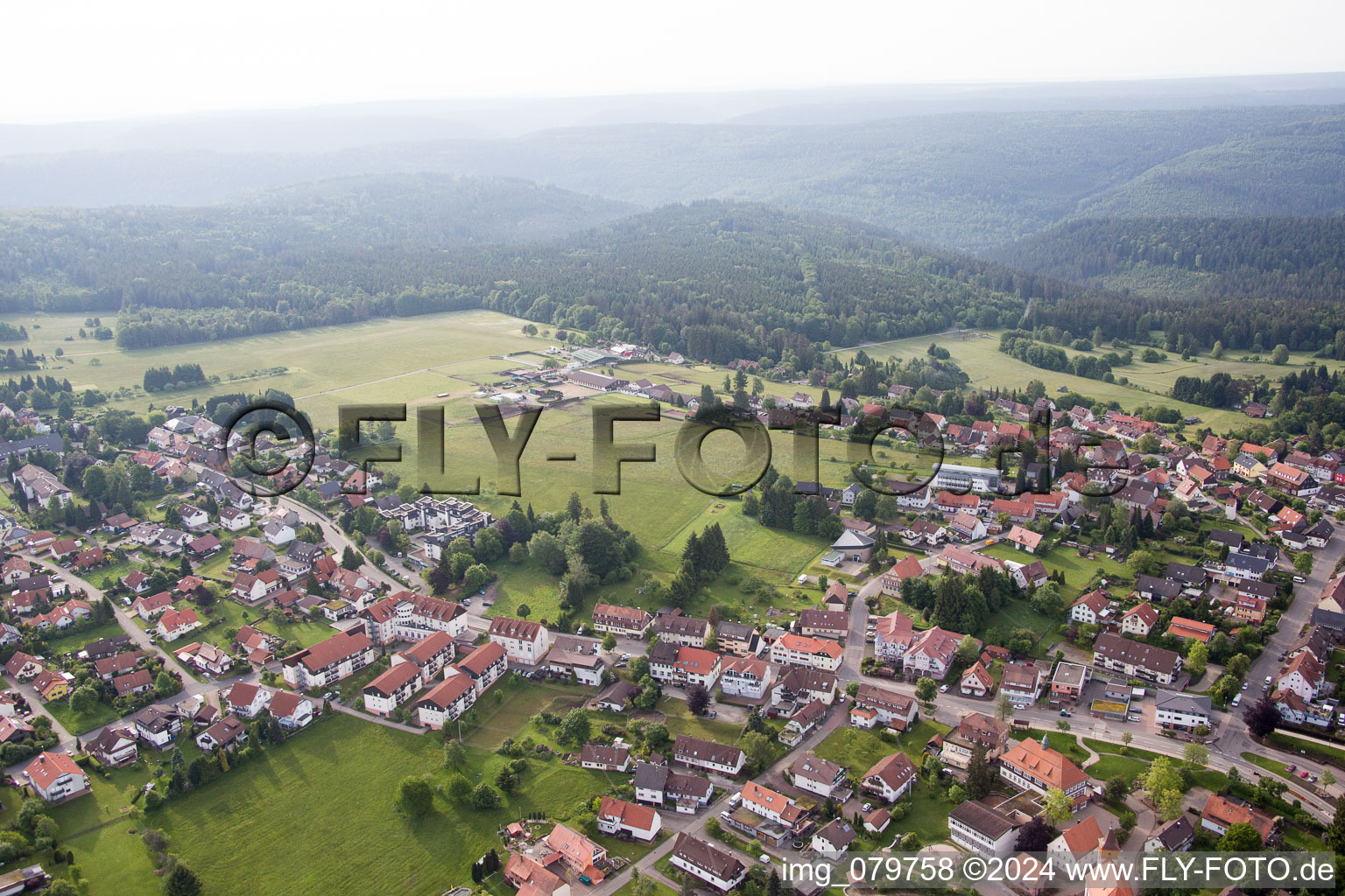 Vue d'oiseau de Dobel dans le département Bade-Wurtemberg, Allemagne