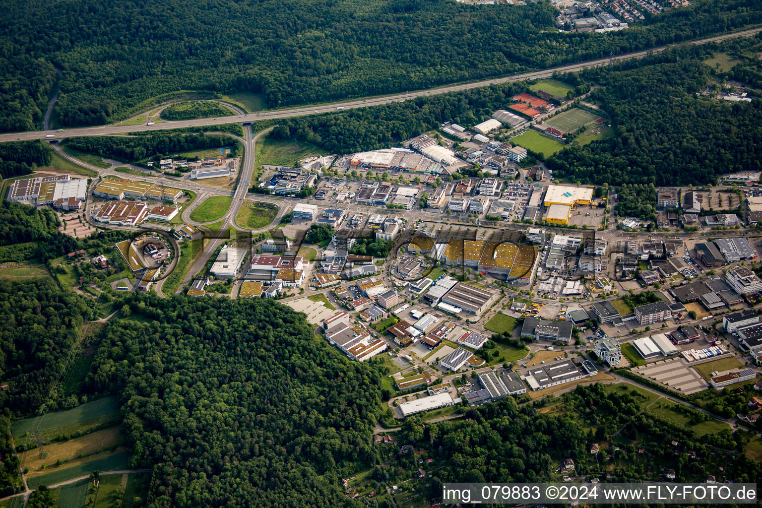 Vue oblique de Pforzheim dans le département Bade-Wurtemberg, Allemagne