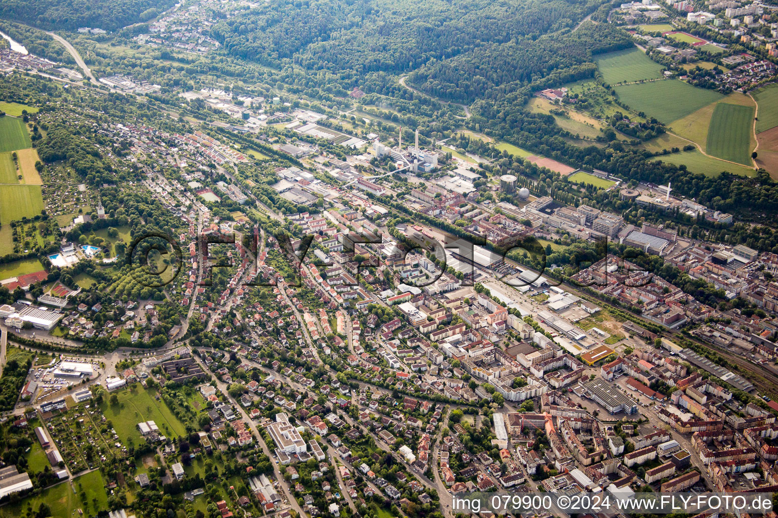 Vue oblique de Pforzheim dans le département Bade-Wurtemberg, Allemagne