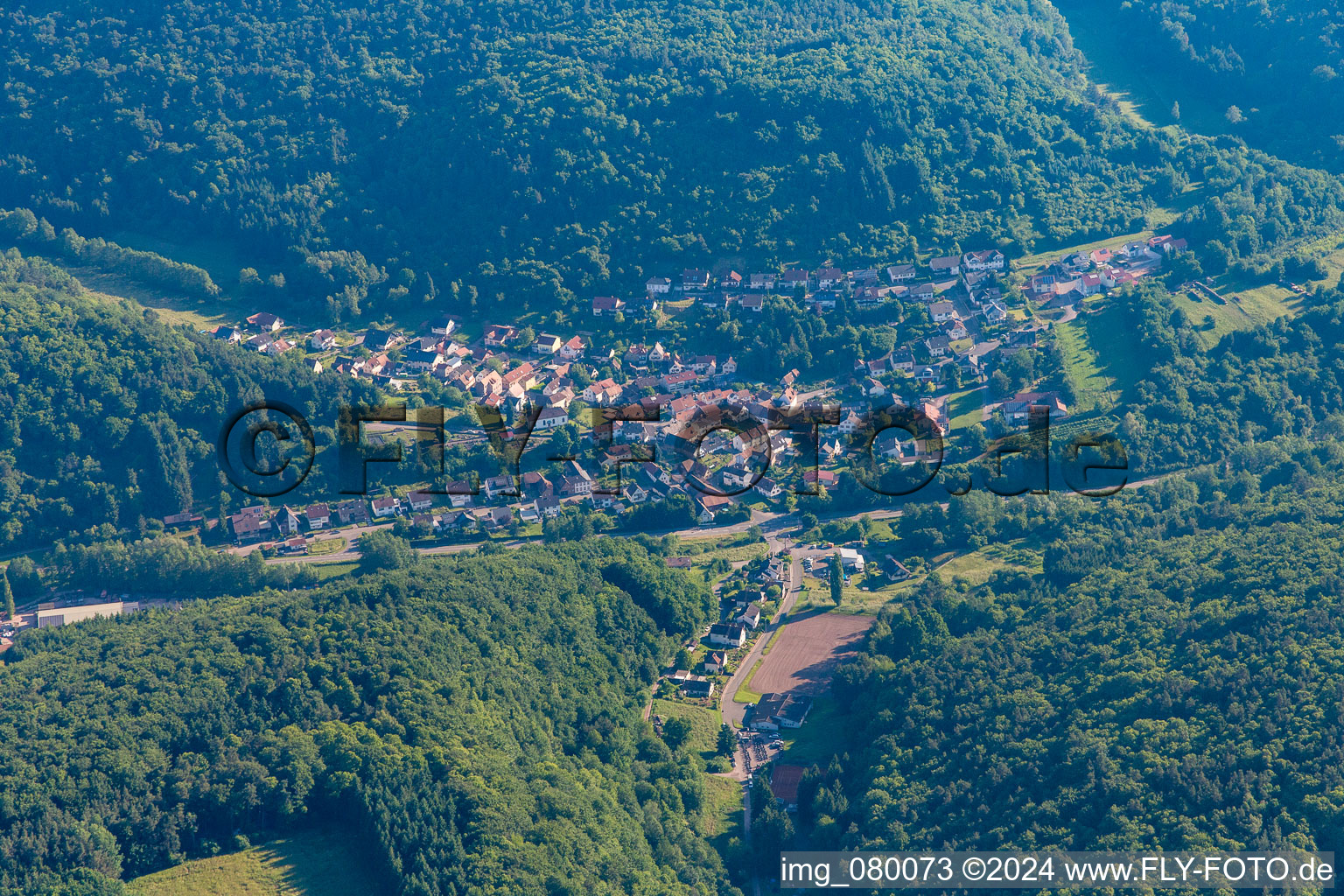 Vue aérienne de Du sud à Waldhambach dans le département Rhénanie-Palatinat, Allemagne