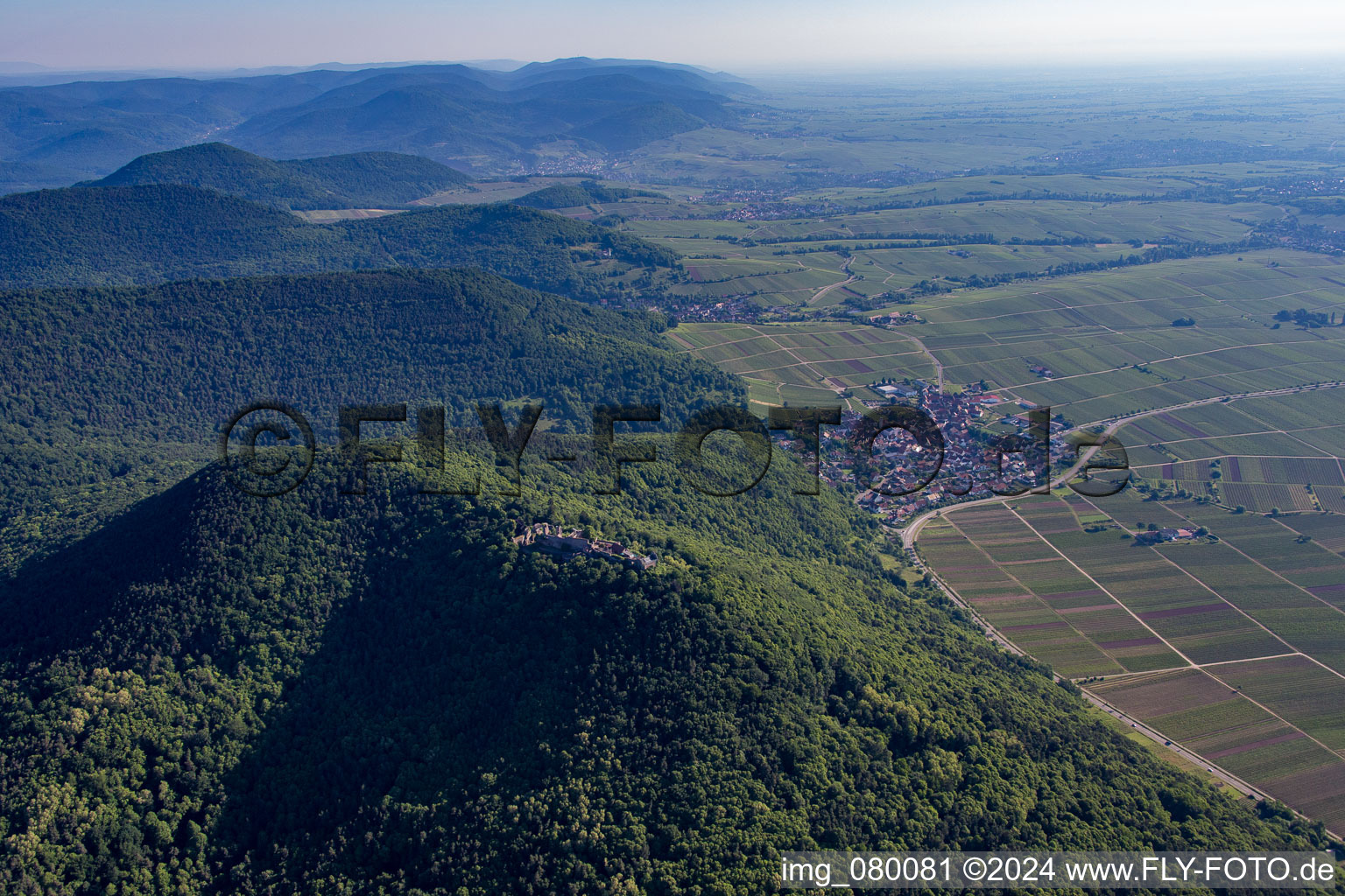 Vue aérienne de Madenbourg à Eschbach dans le département Rhénanie-Palatinat, Allemagne