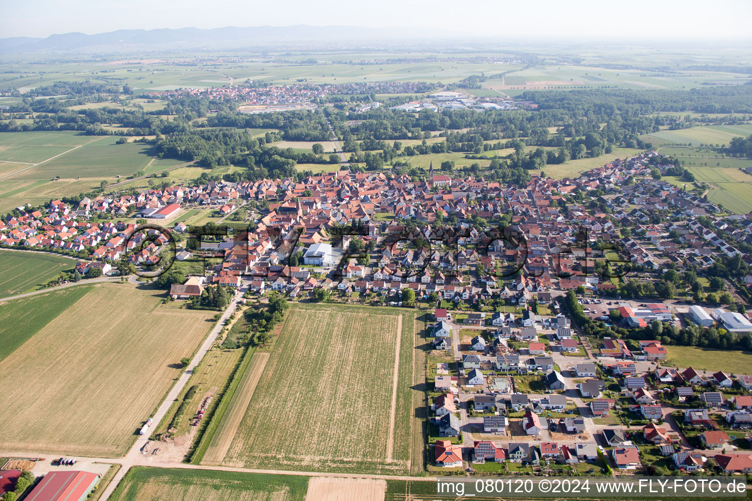 Vue aérienne de Steinweiler dans le département Rhénanie-Palatinat, Allemagne