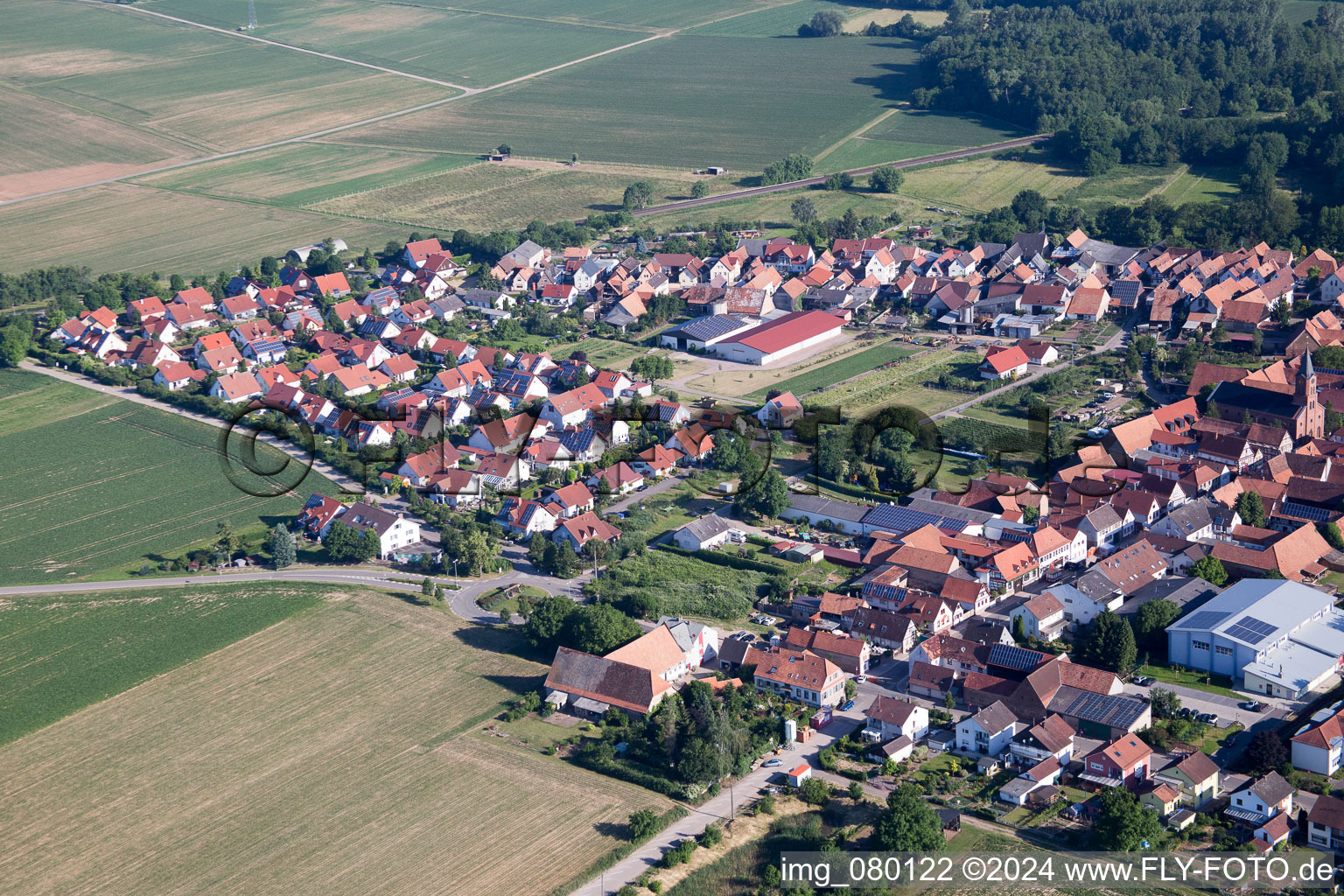 Vue oblique de Steinweiler dans le département Rhénanie-Palatinat, Allemagne