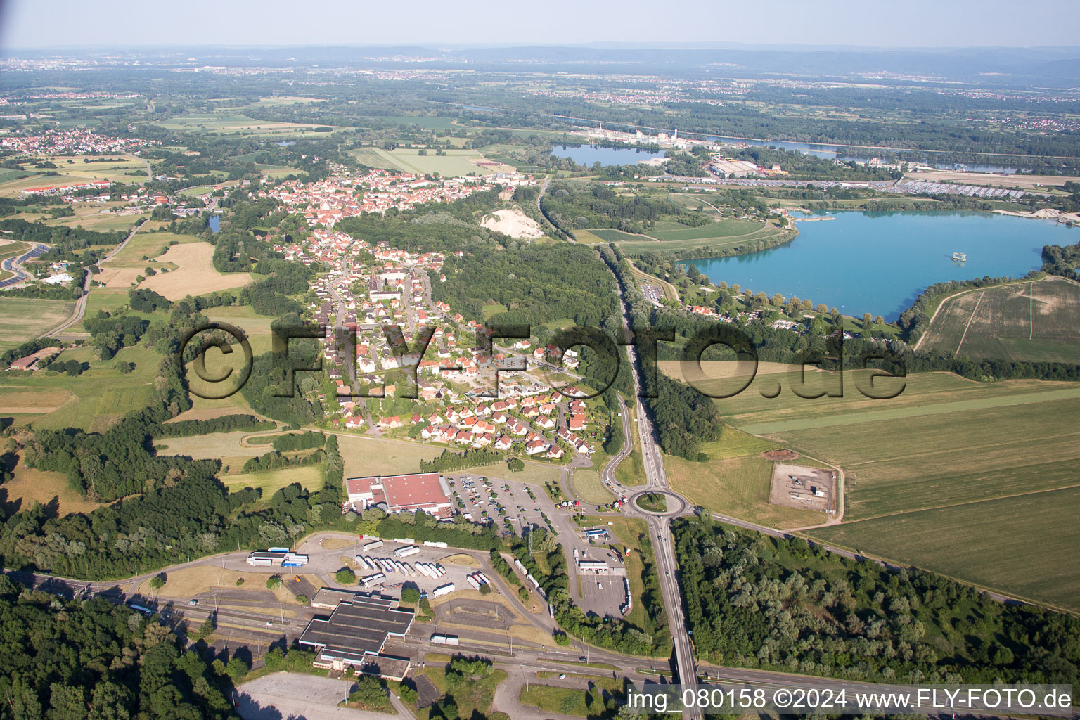 Vue oblique de Lauterbourg dans le département Bas Rhin, France