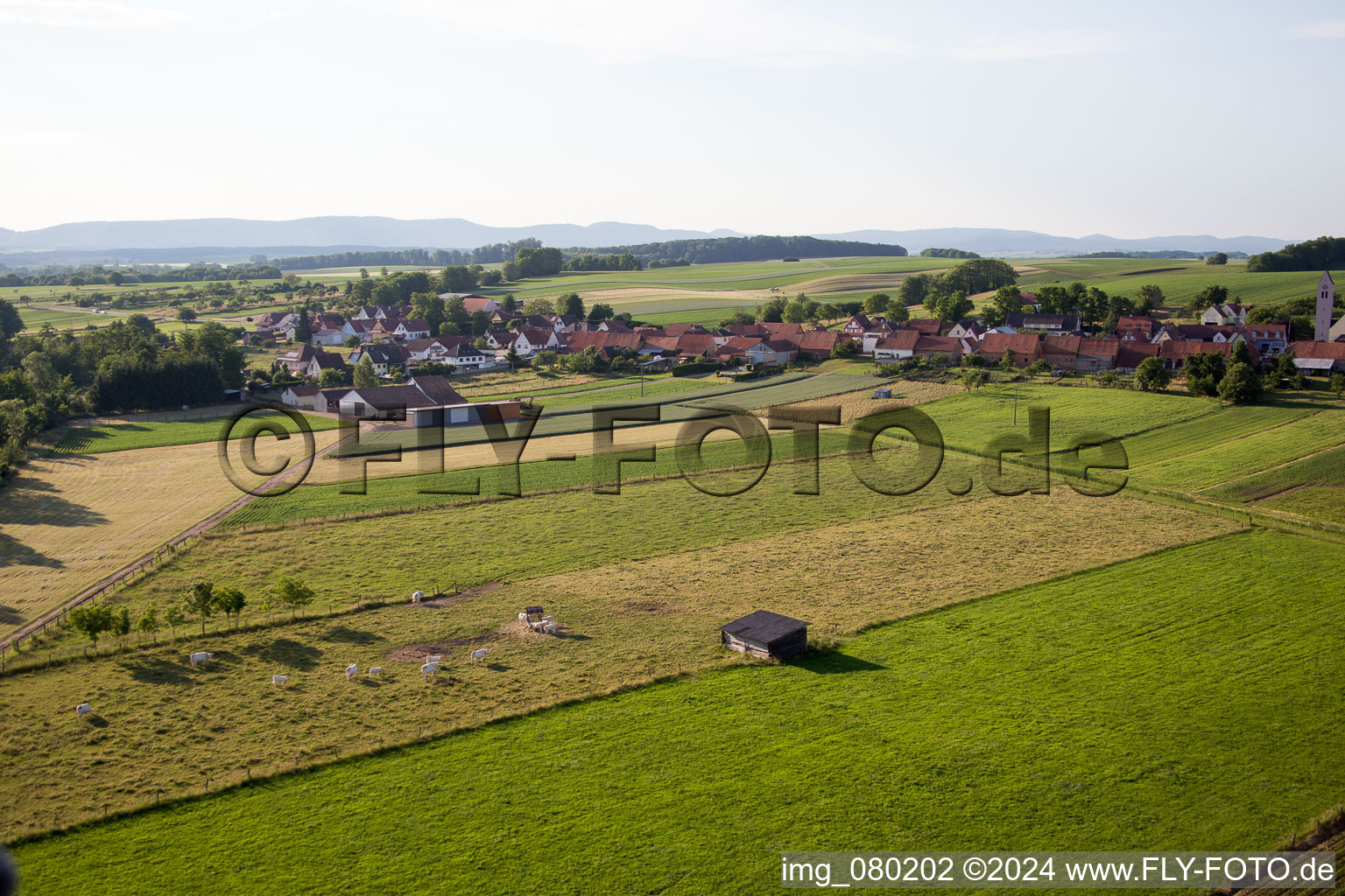 Photographie aérienne de Oberrœdern dans le département Bas Rhin, France