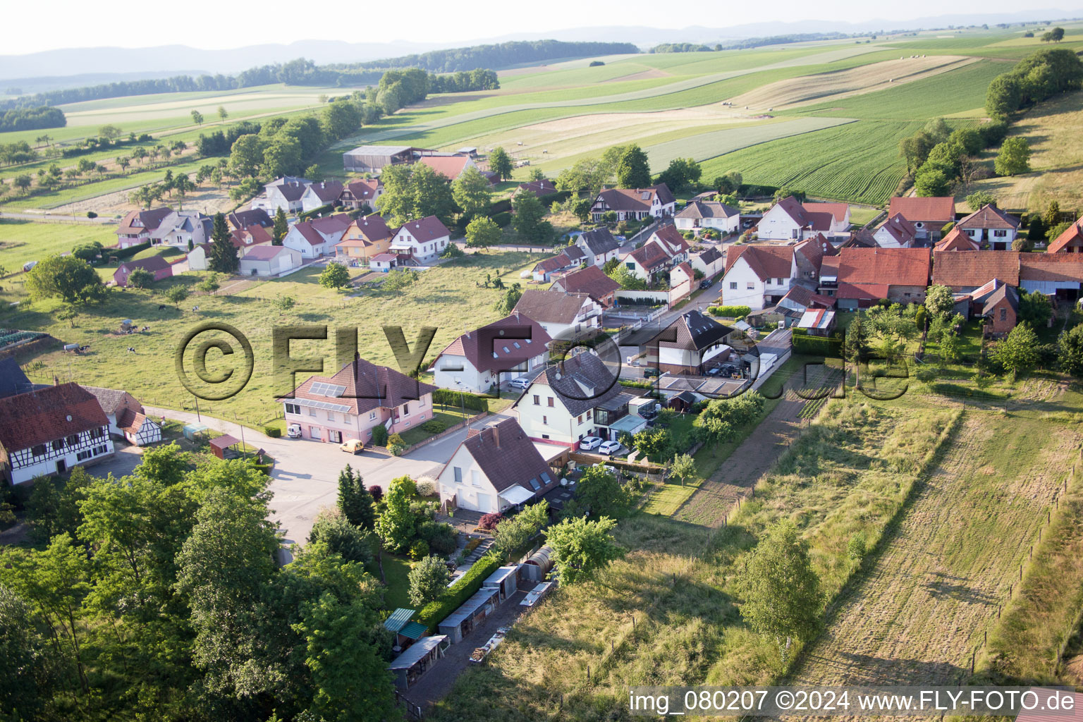 Oberrœdern dans le département Bas Rhin, France depuis l'avion