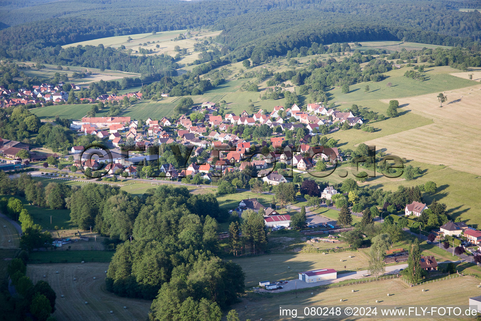 Vue oblique de Lembach dans le département Bas Rhin, France