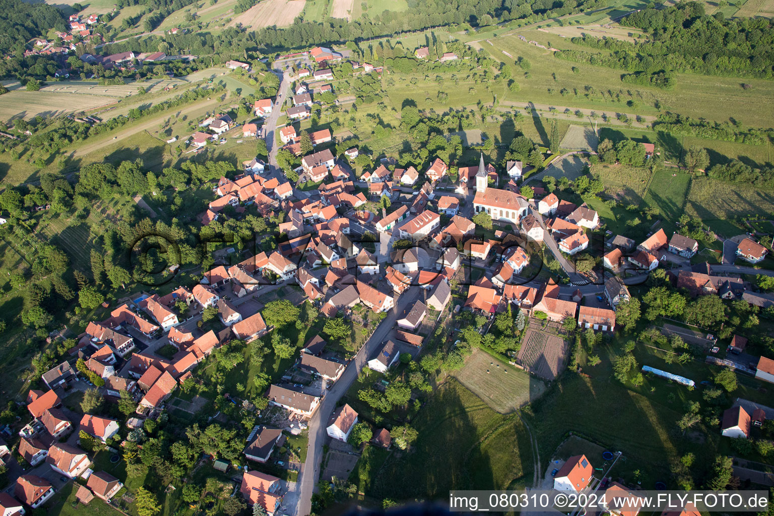 Wingen dans le département Bas Rhin, France d'en haut