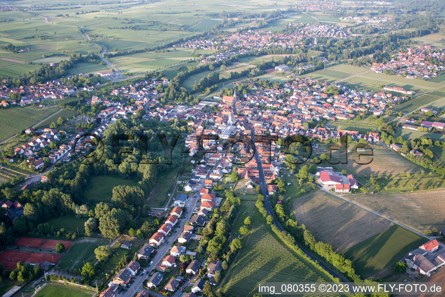 Quartier Ingenheim in Billigheim-Ingenheim dans le département Rhénanie-Palatinat, Allemagne vu d'un drone