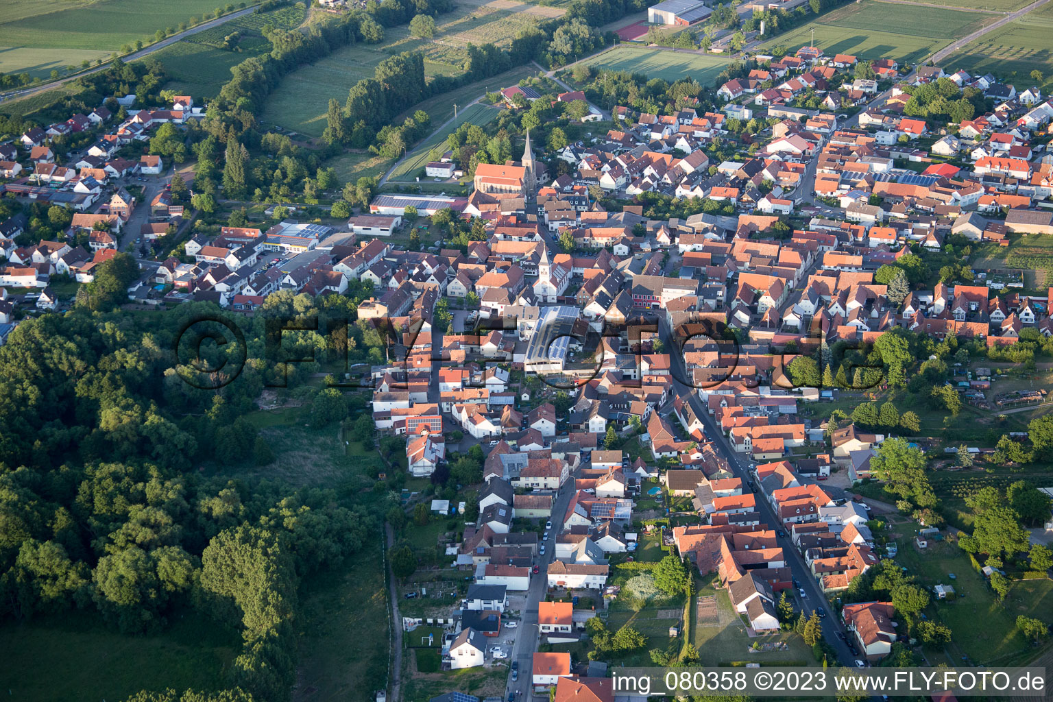 Vue oblique de Quartier Ingenheim in Billigheim-Ingenheim dans le département Rhénanie-Palatinat, Allemagne