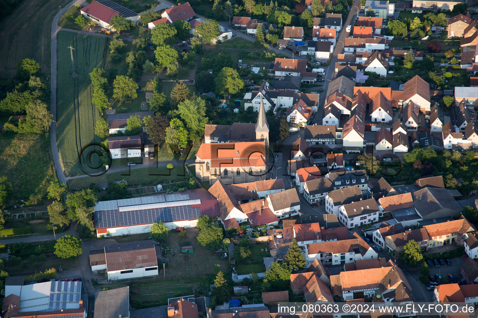 Quartier Ingenheim in Billigheim-Ingenheim dans le département Rhénanie-Palatinat, Allemagne depuis l'avion