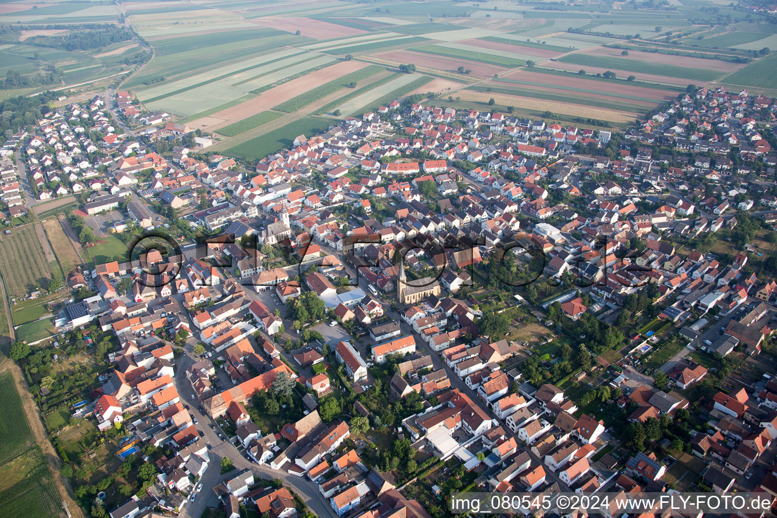 Quartier Mechtersheim in Römerberg dans le département Rhénanie-Palatinat, Allemagne d'en haut