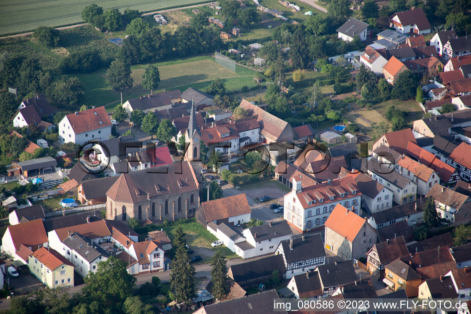Photographie aérienne de Lustadt dans le département Rhénanie-Palatinat, Allemagne