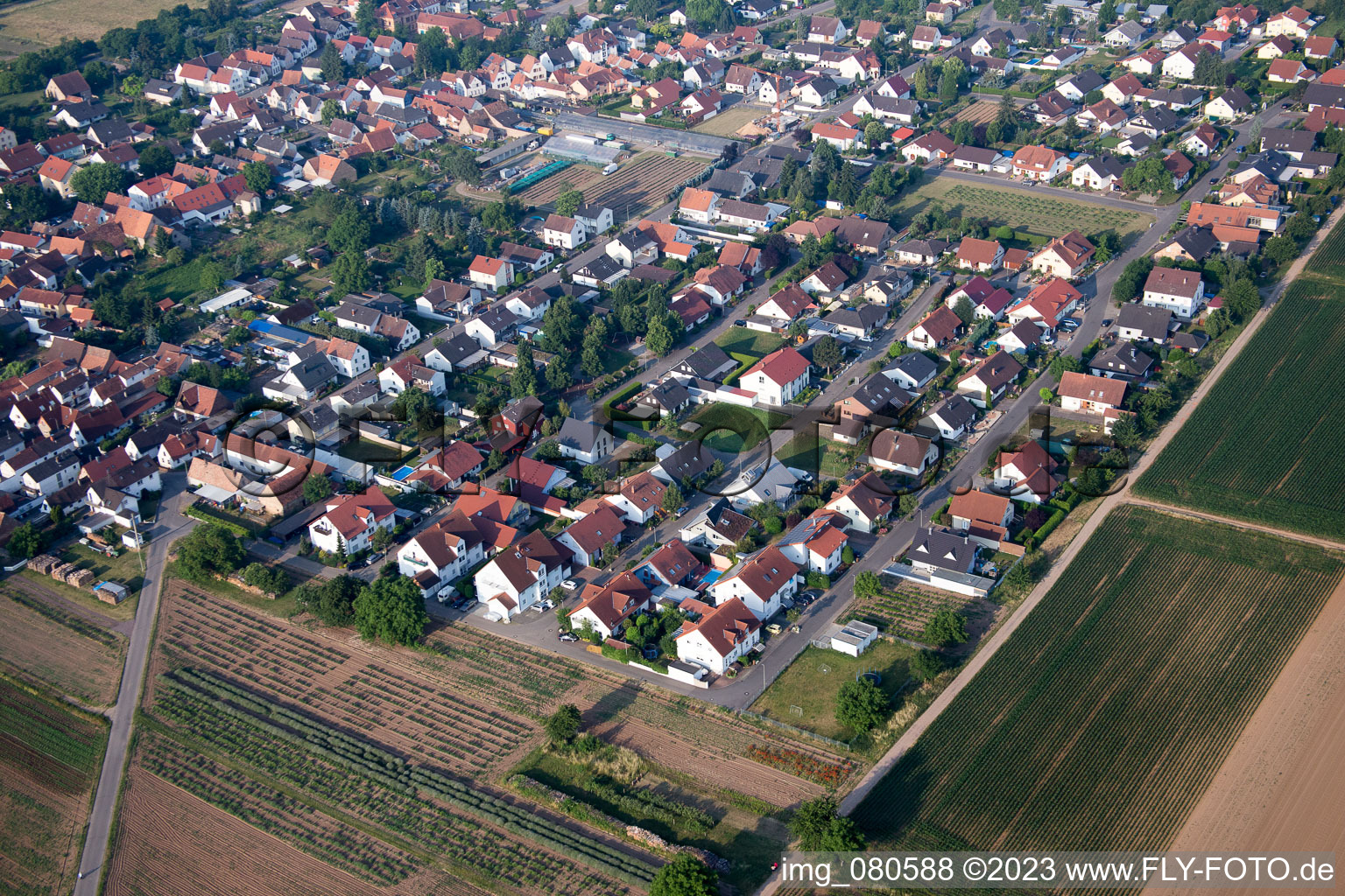 Vue oblique de Lustadt dans le département Rhénanie-Palatinat, Allemagne