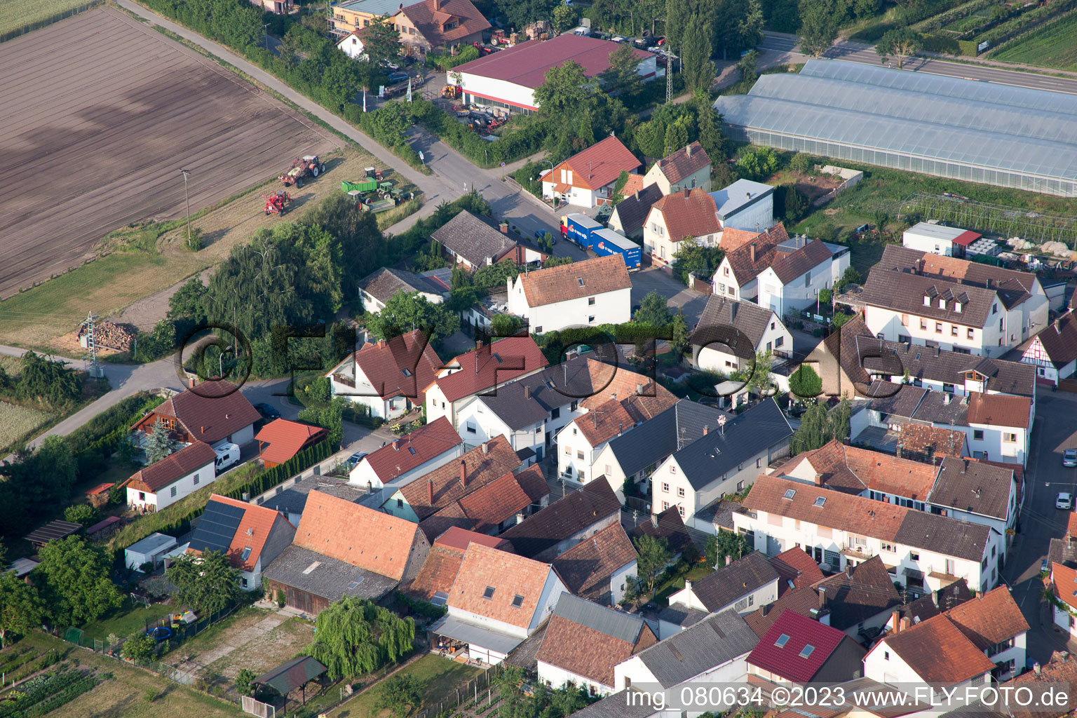 Photographie aérienne de Zeiskam dans le département Rhénanie-Palatinat, Allemagne