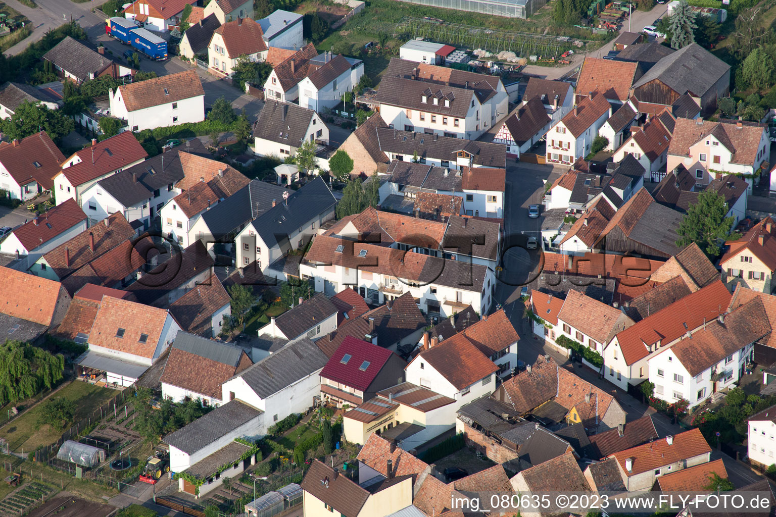 Vue oblique de Zeiskam dans le département Rhénanie-Palatinat, Allemagne