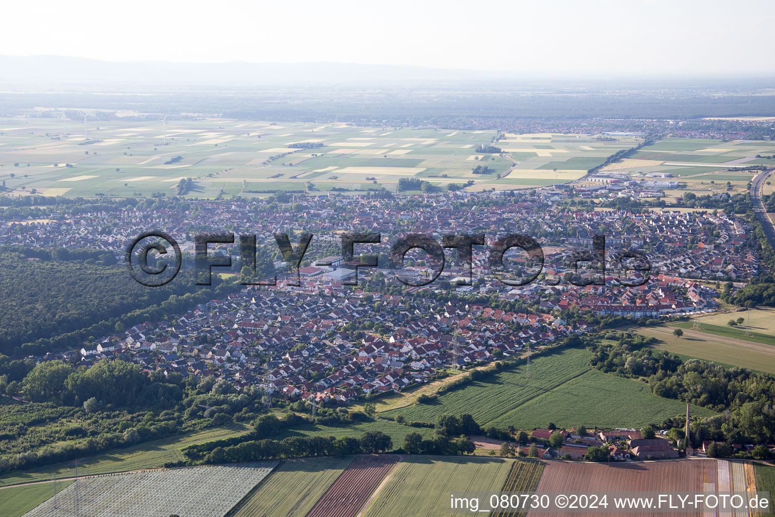 Rülzheim dans le département Rhénanie-Palatinat, Allemagne d'en haut