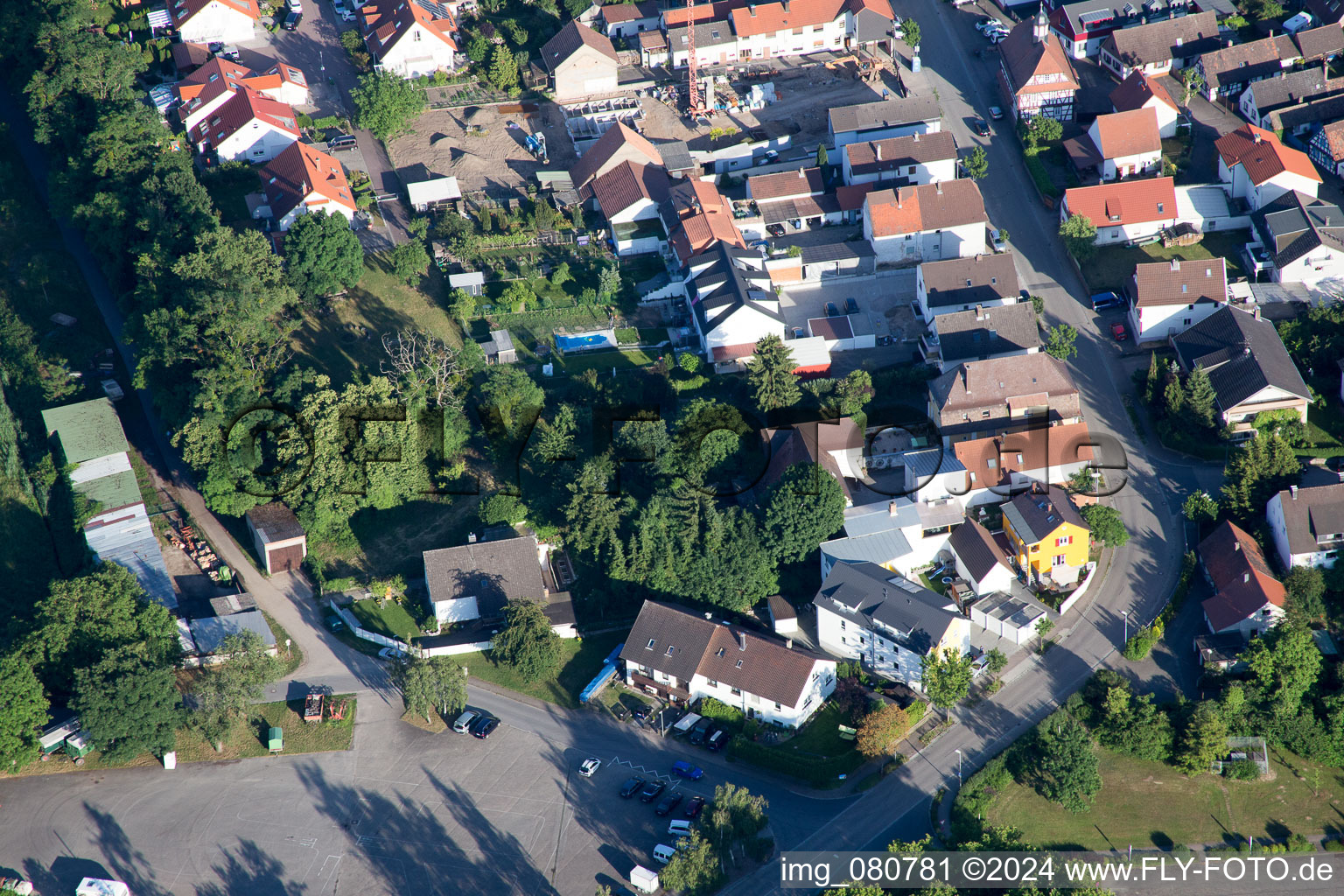 Vue aérienne de Quartier Leopoldshafen in Eggenstein-Leopoldshafen dans le département Bade-Wurtemberg, Allemagne