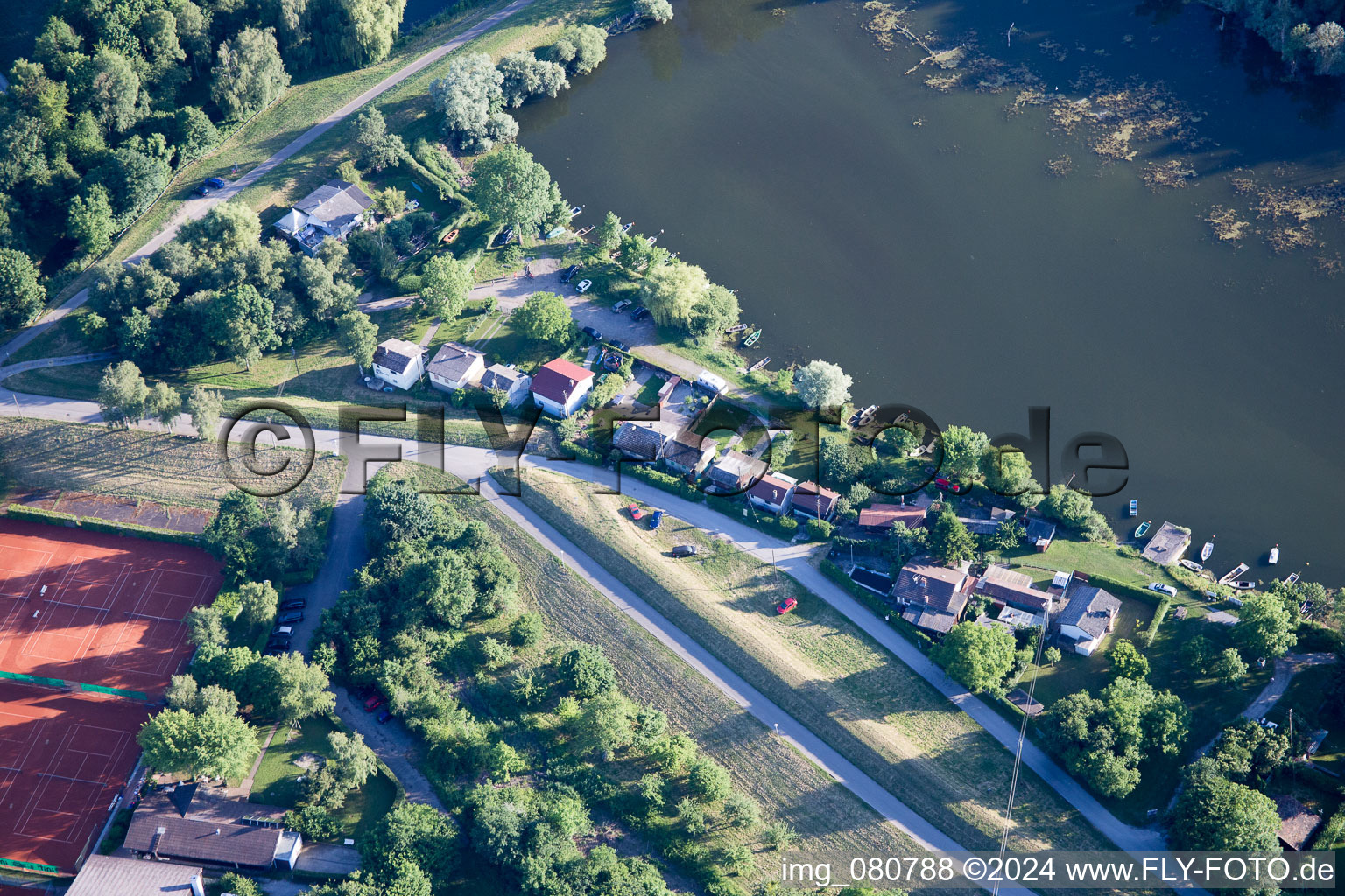 Vue oblique de Quartier Leopoldshafen in Eggenstein-Leopoldshafen dans le département Bade-Wurtemberg, Allemagne