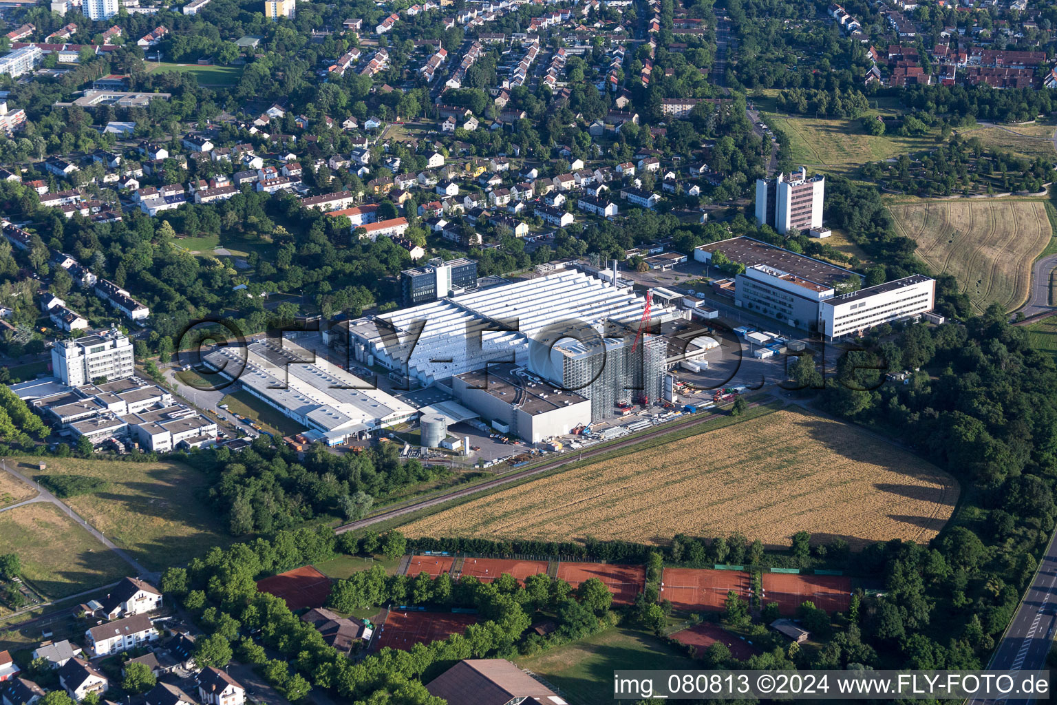 Vue aérienne de Chantier de l'Oréal à le quartier Neureut in Karlsruhe dans le département Bade-Wurtemberg, Allemagne