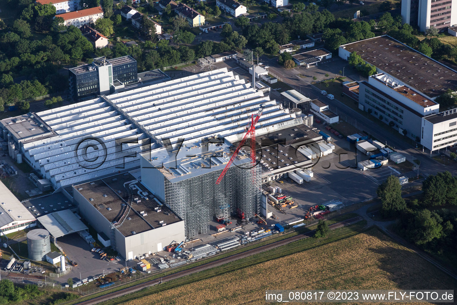 Photographie aérienne de Chantier de l'Oréal à le quartier Neureut in Karlsruhe dans le département Bade-Wurtemberg, Allemagne