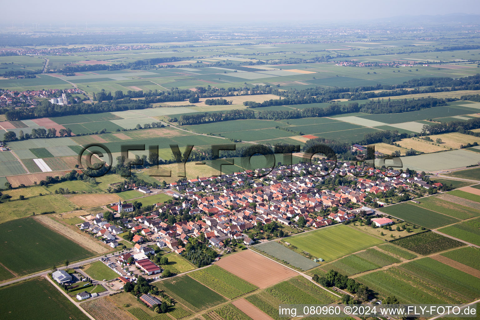 Vue aérienne de Vue des rues et des maisons des quartiers résidentiels à Altdorf dans le département Rhénanie-Palatinat, Allemagne
