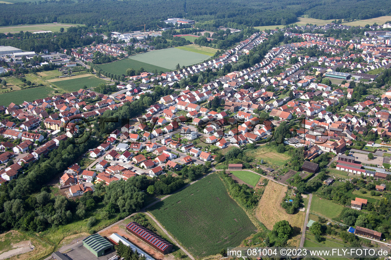 Quartier Herxheim in Herxheim bei Landau dans le département Rhénanie-Palatinat, Allemagne depuis l'avion