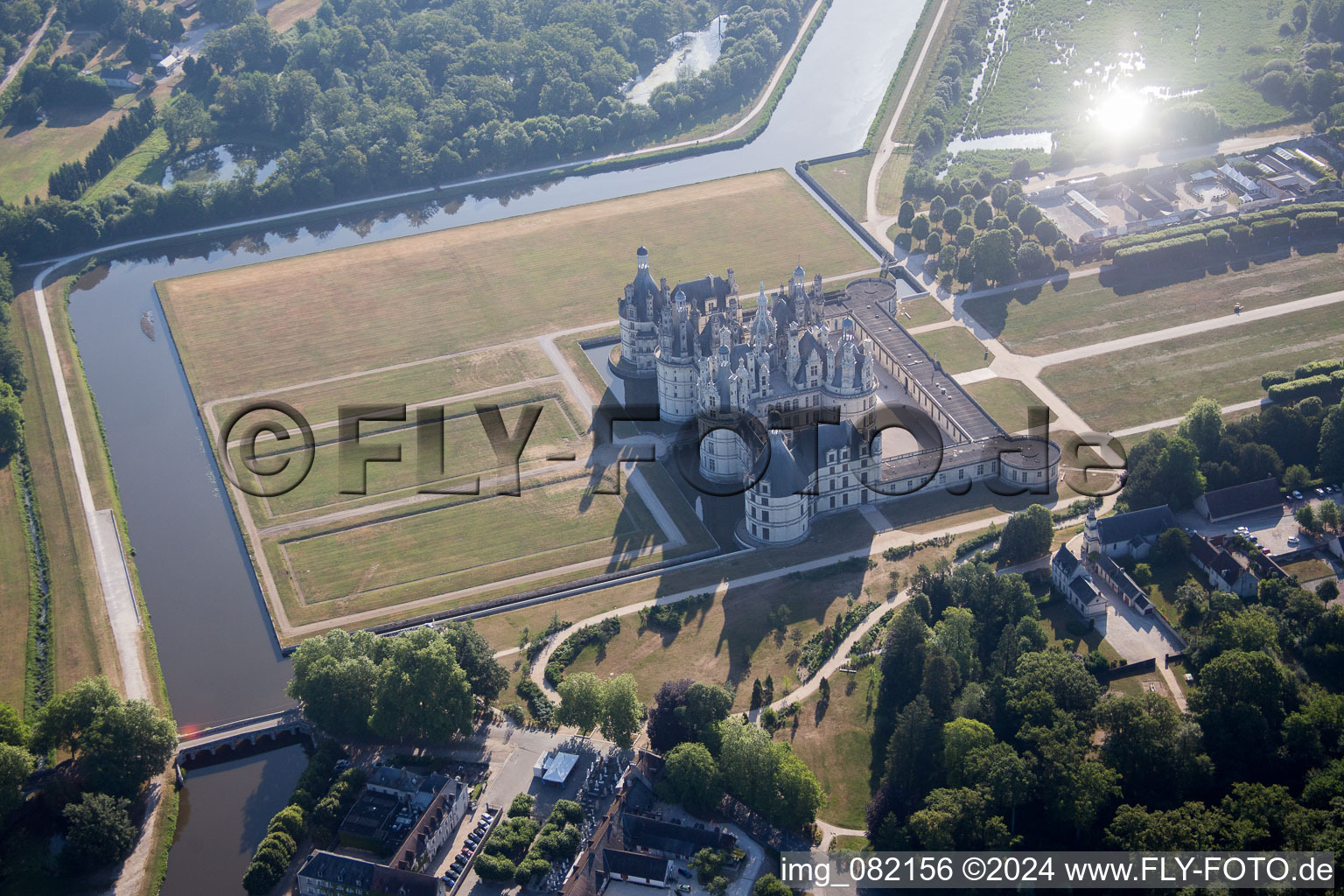 Vue oblique de Parc du Château de Chambord à Chambord dans le département Loir et Cher, France