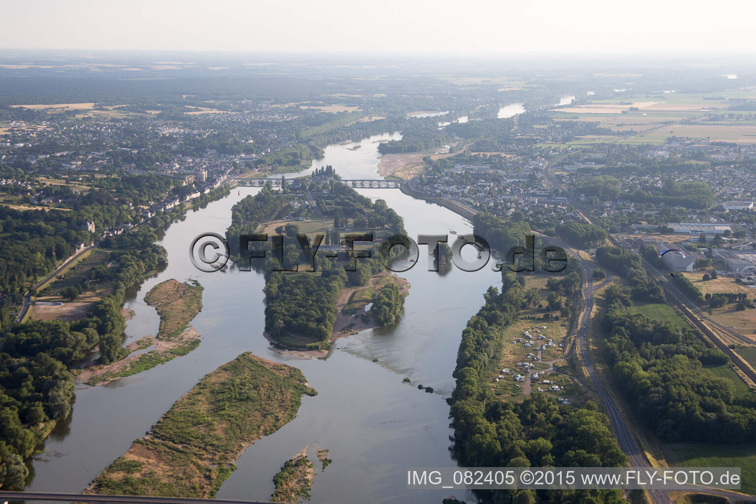 Vue aérienne de Île de Seine à Amboise dans le département Indre et Loire, France