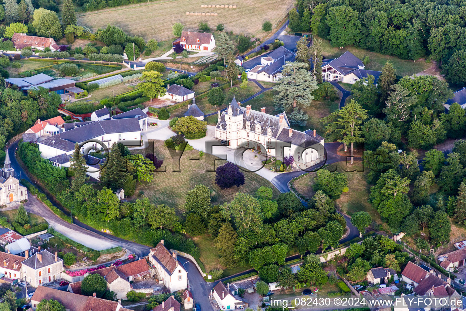 Vue aérienne de CAS Parc du Château de Dessaignes, Centre d'Accueil et de Soins du CDSAE Val de Loire à Rilly-sur-Loire dans le département Loir et Cher, France