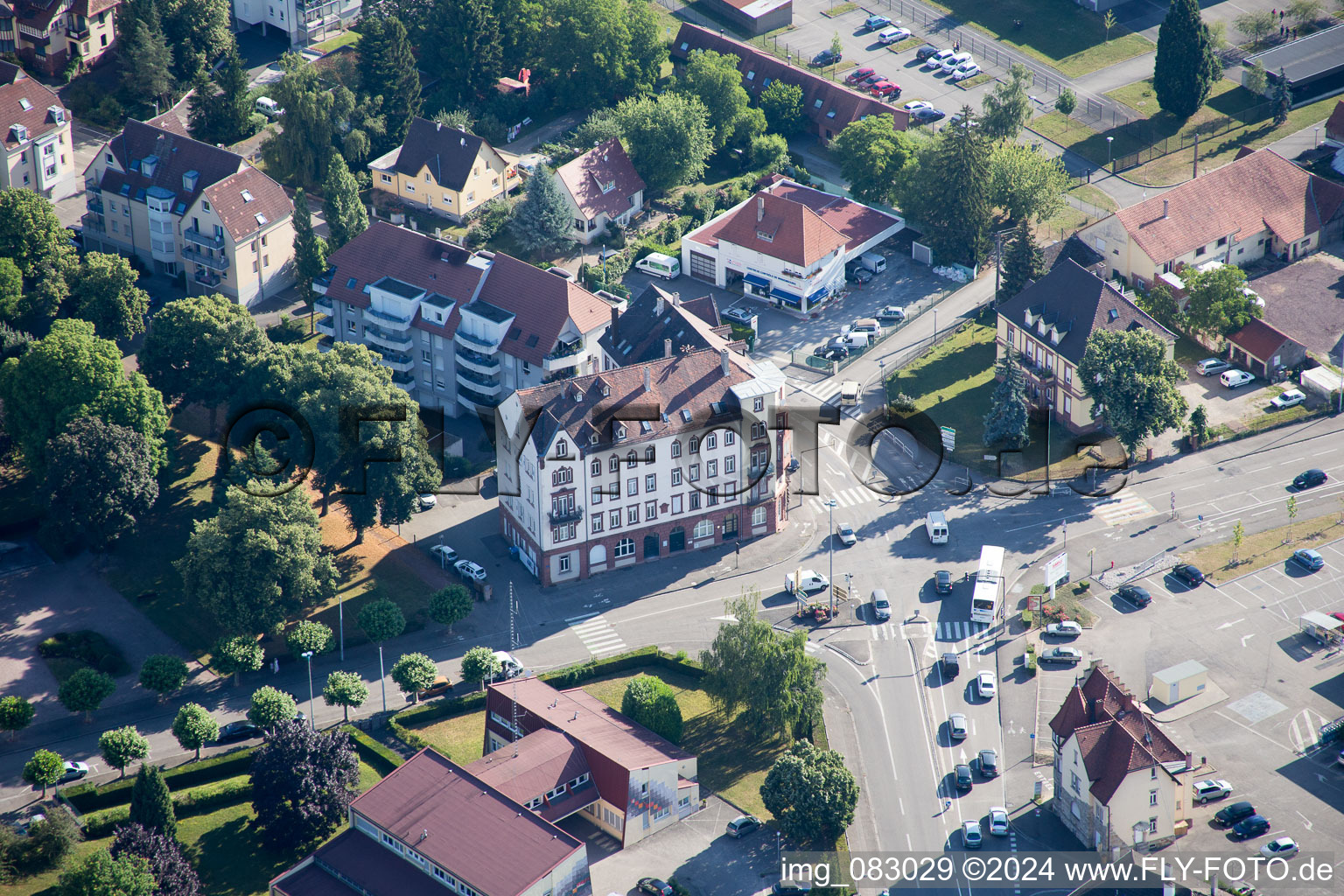 Vue oblique de Wissembourg dans le département Bas Rhin, France