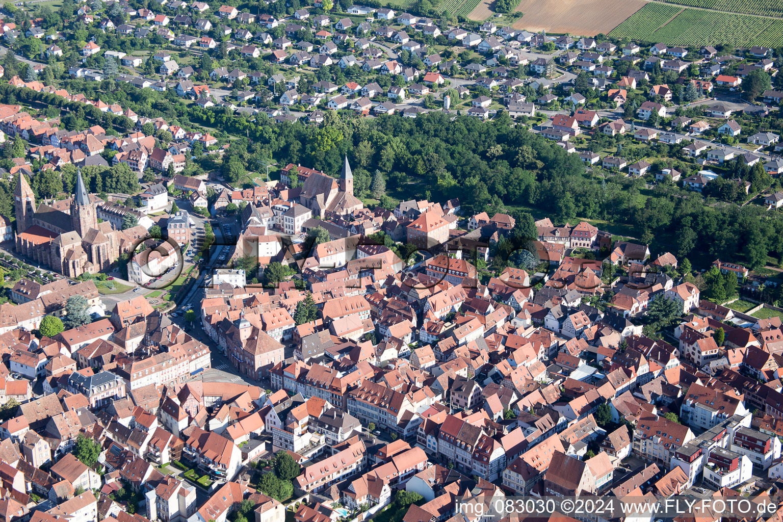 Wissembourg dans le département Bas Rhin, France d'en haut