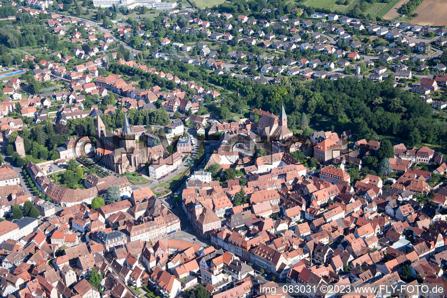 Wissembourg dans le département Bas Rhin, France hors des airs