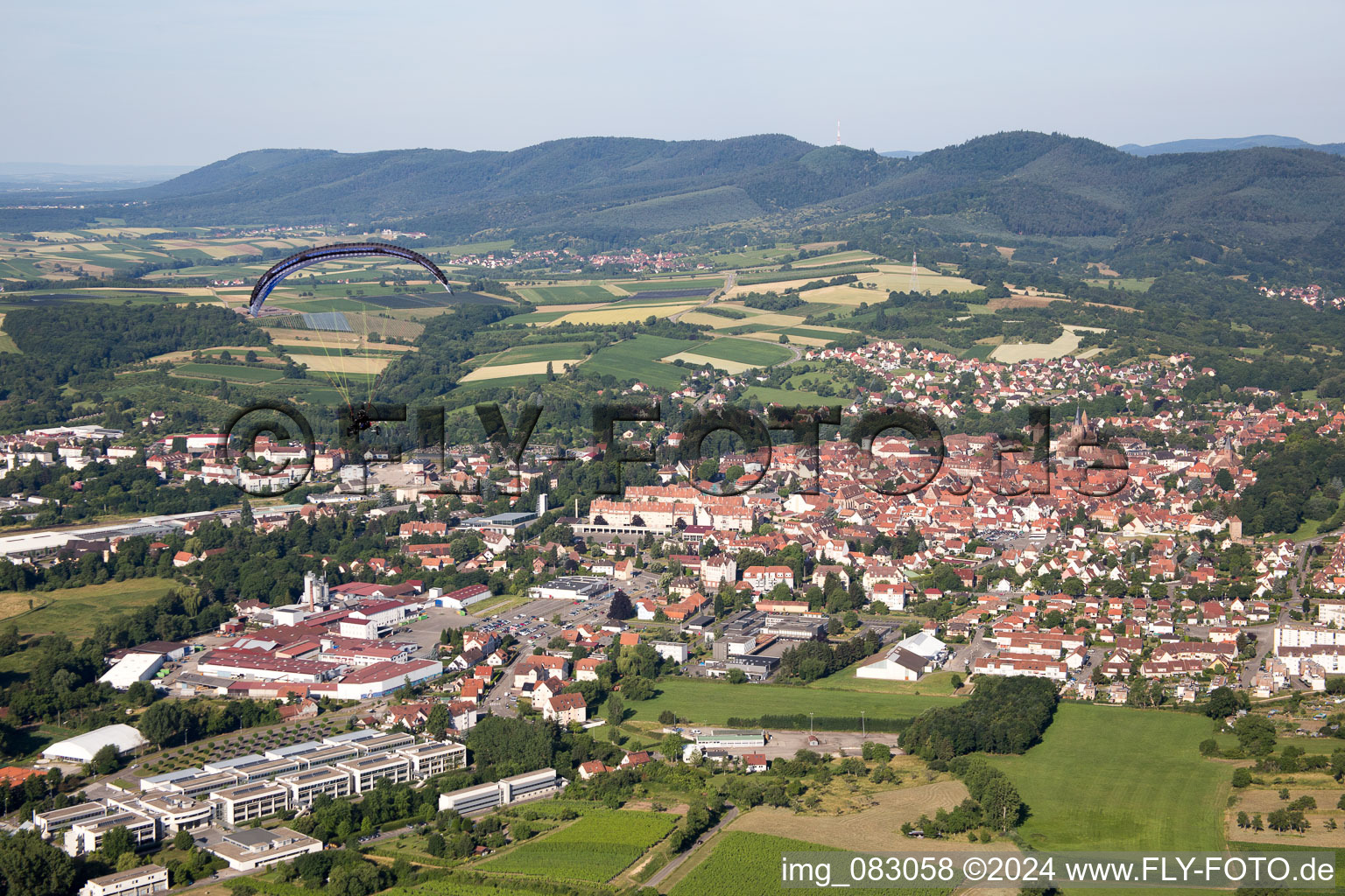 Vue oblique de Wissembourg dans le département Bas Rhin, France