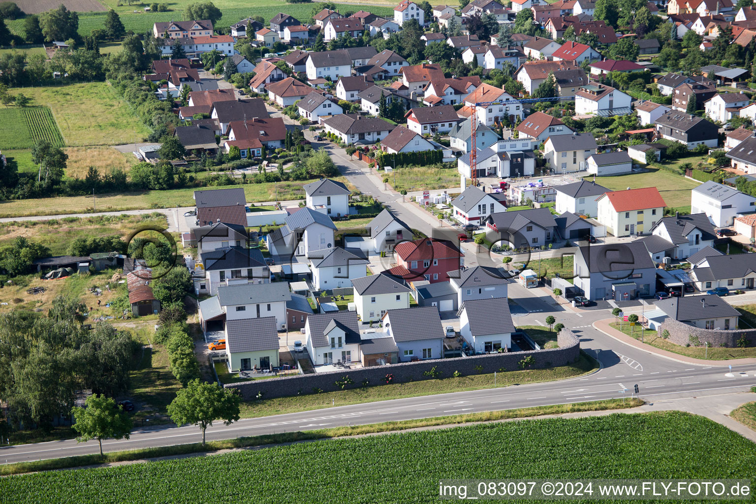 Minfeld dans le département Rhénanie-Palatinat, Allemagne du point de vue du drone