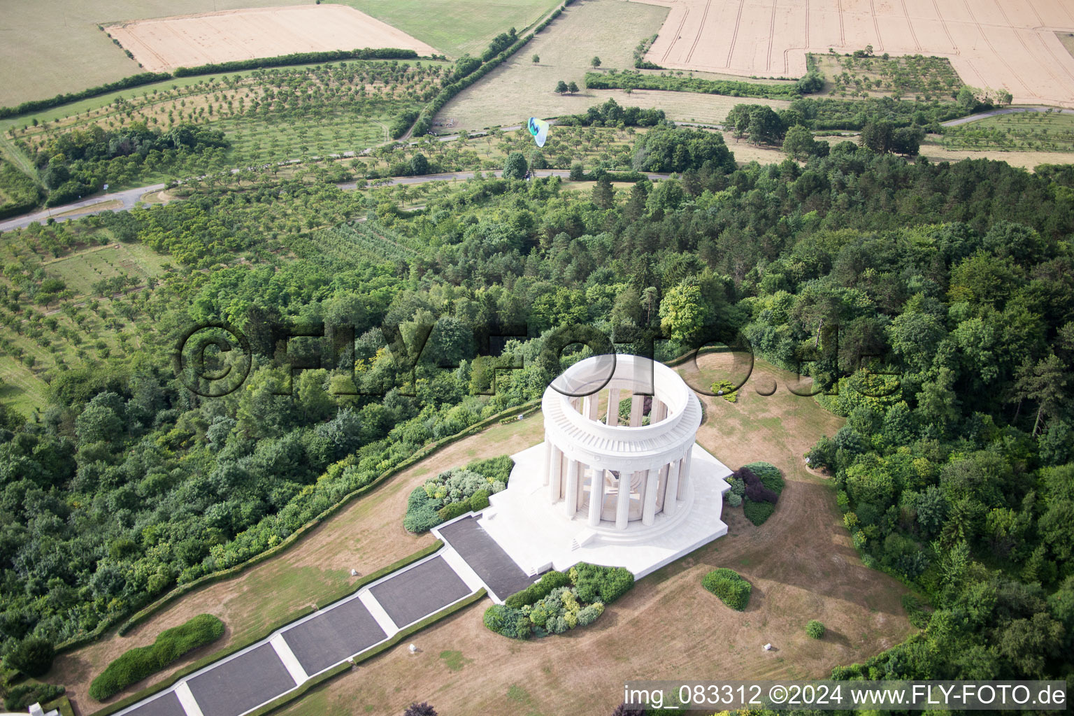 Enregistrement par drone de Mémorial de guerre américain à Montsec dans le département Meuse, France