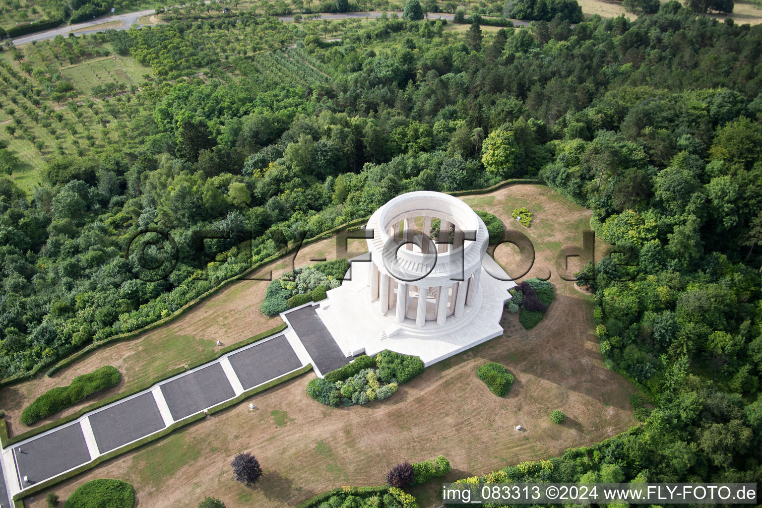 Image drone de Mémorial de guerre américain à Montsec dans le département Meuse, France