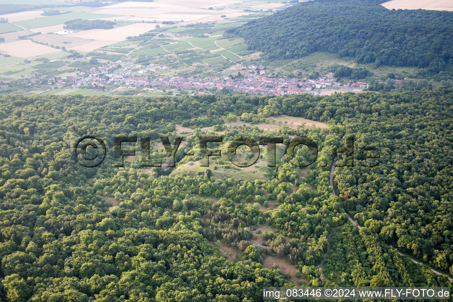 Vue aérienne de Lucey dans le département Meurthe et Moselle, France