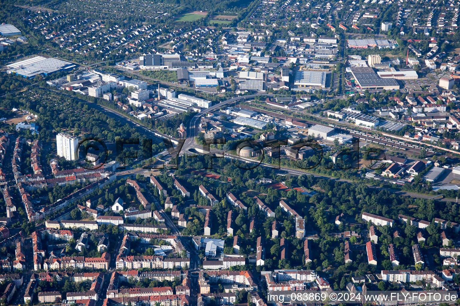 Photographie aérienne de Quartier Mühlburg in Karlsruhe dans le département Bade-Wurtemberg, Allemagne