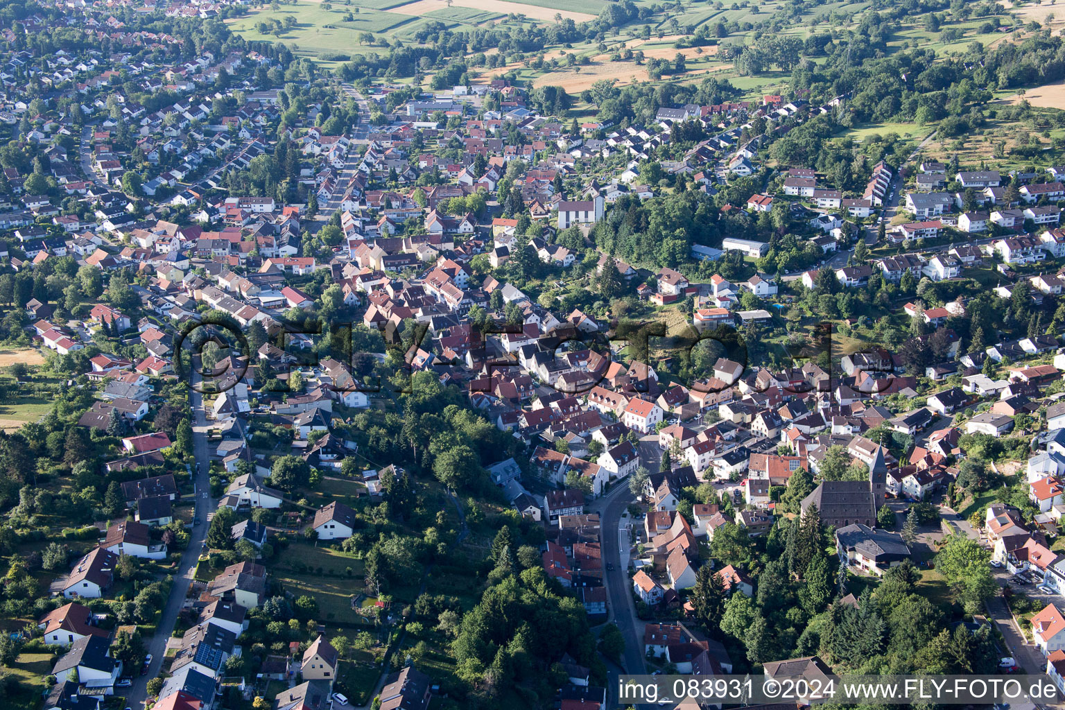 Vue oblique de Quartier Grünwettersbach in Karlsruhe dans le département Bade-Wurtemberg, Allemagne