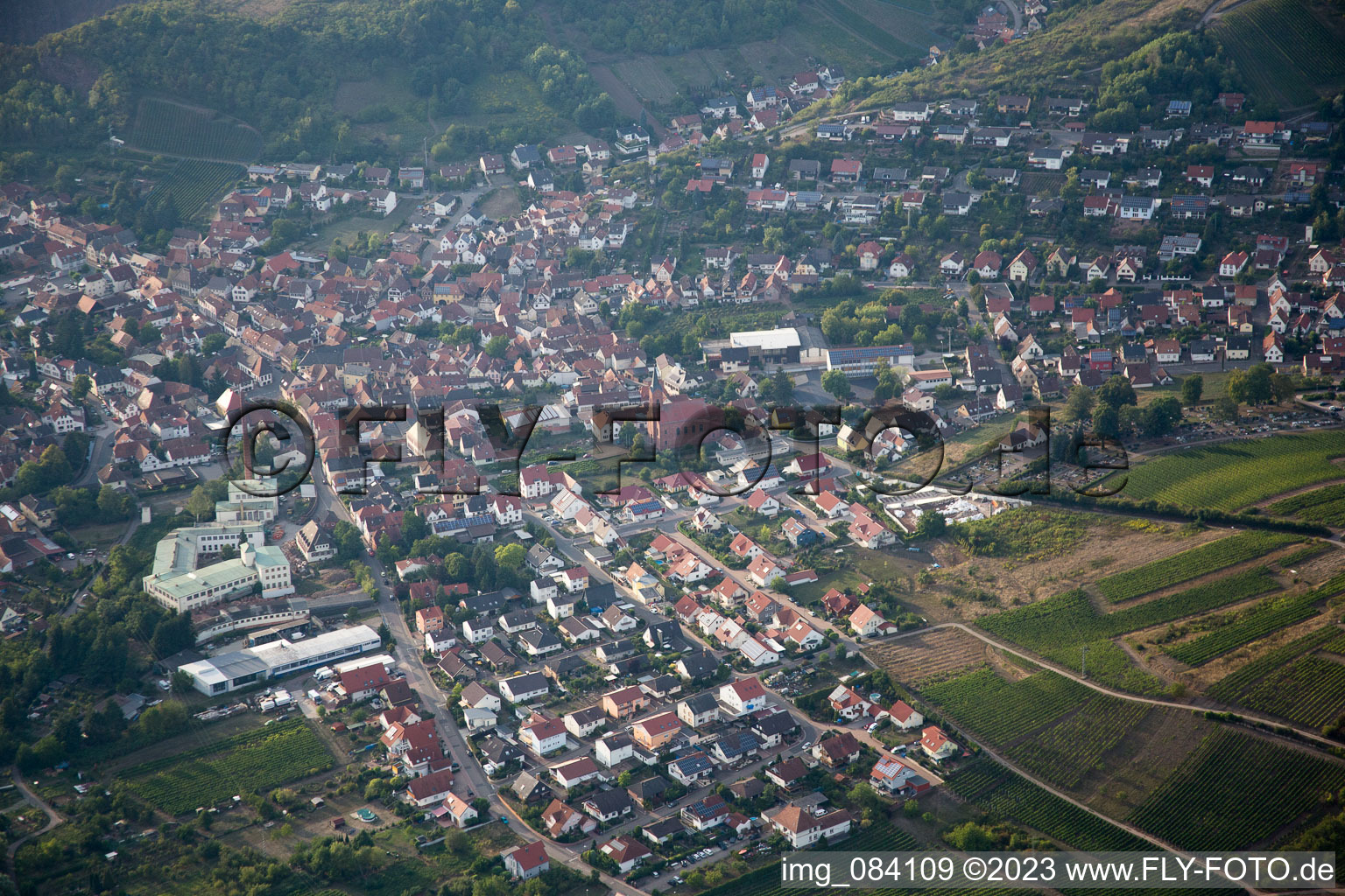 Vue aérienne de Albersweiler dans le département Rhénanie-Palatinat, Allemagne