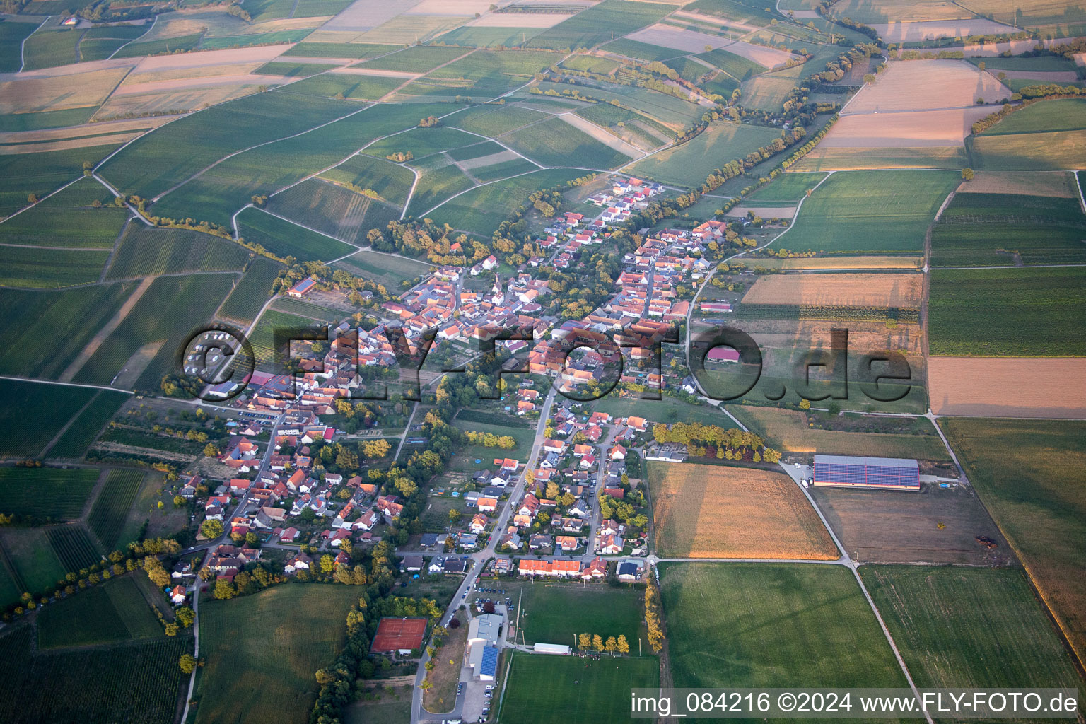 Vue d'oiseau de Dierbach dans le département Rhénanie-Palatinat, Allemagne