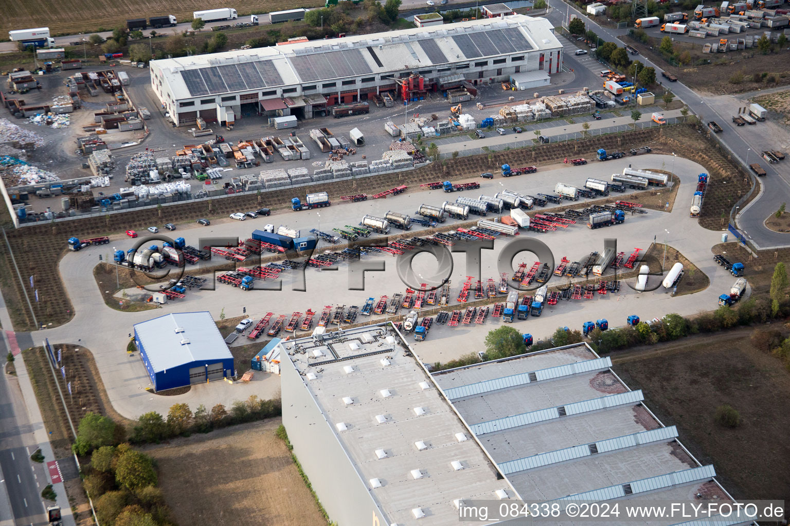 Zone industrielle Im Langgewan, société de transport Kube & Kubenz à Worms dans le département Rhénanie-Palatinat, Allemagne depuis l'avion