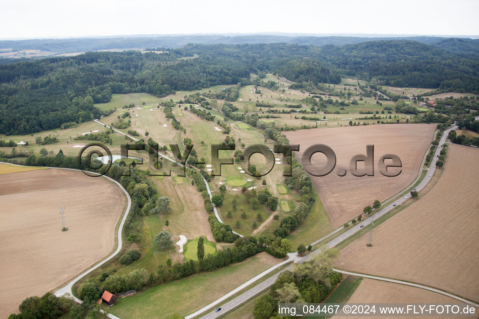 Vue aérienne de Terrain du club de golf Schwäbisch Hall à le quartier Dörrenzimmern in Schwäbisch Hall dans le département Bade-Wurtemberg, Allemagne