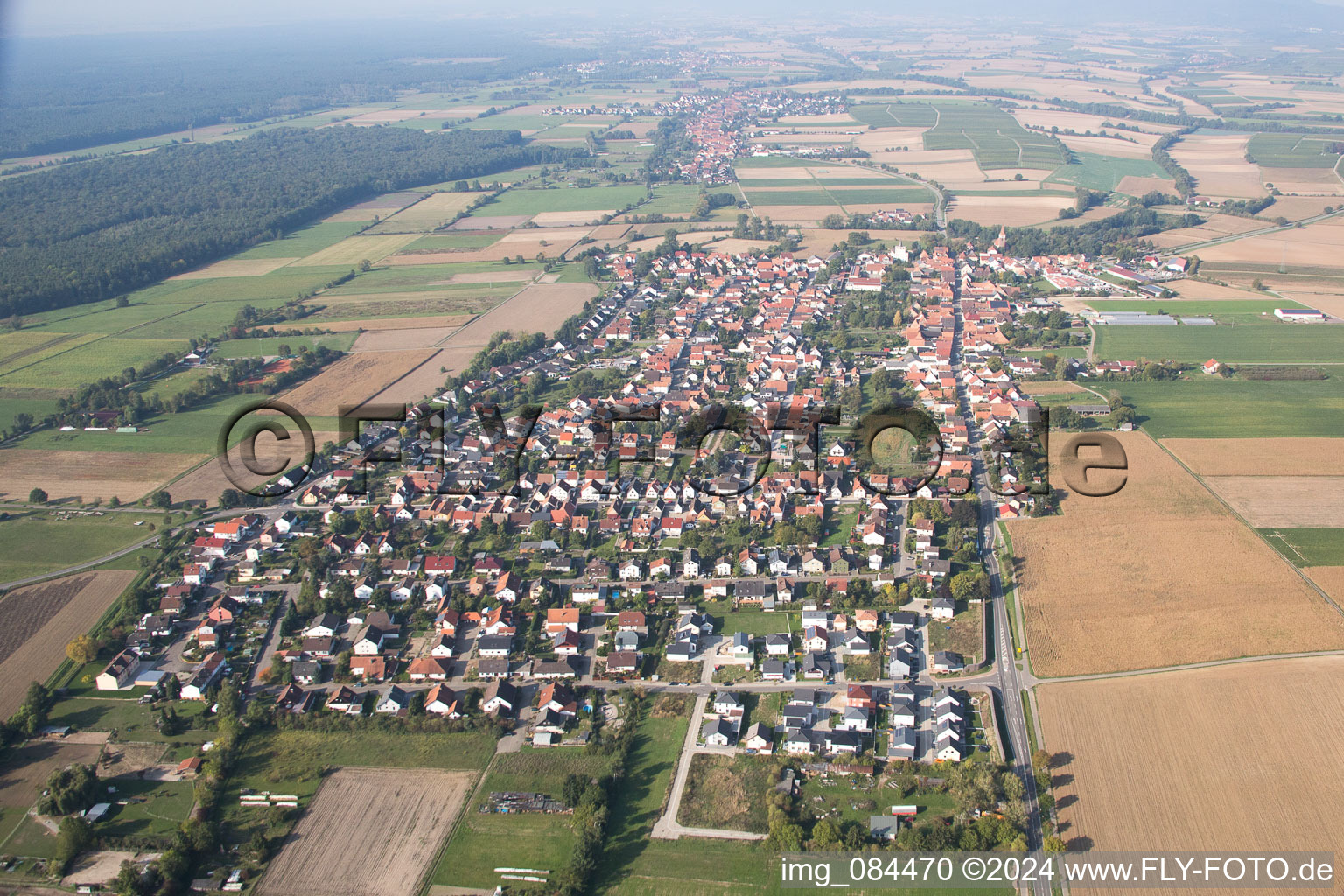 Minfeld dans le département Rhénanie-Palatinat, Allemagne depuis l'avion