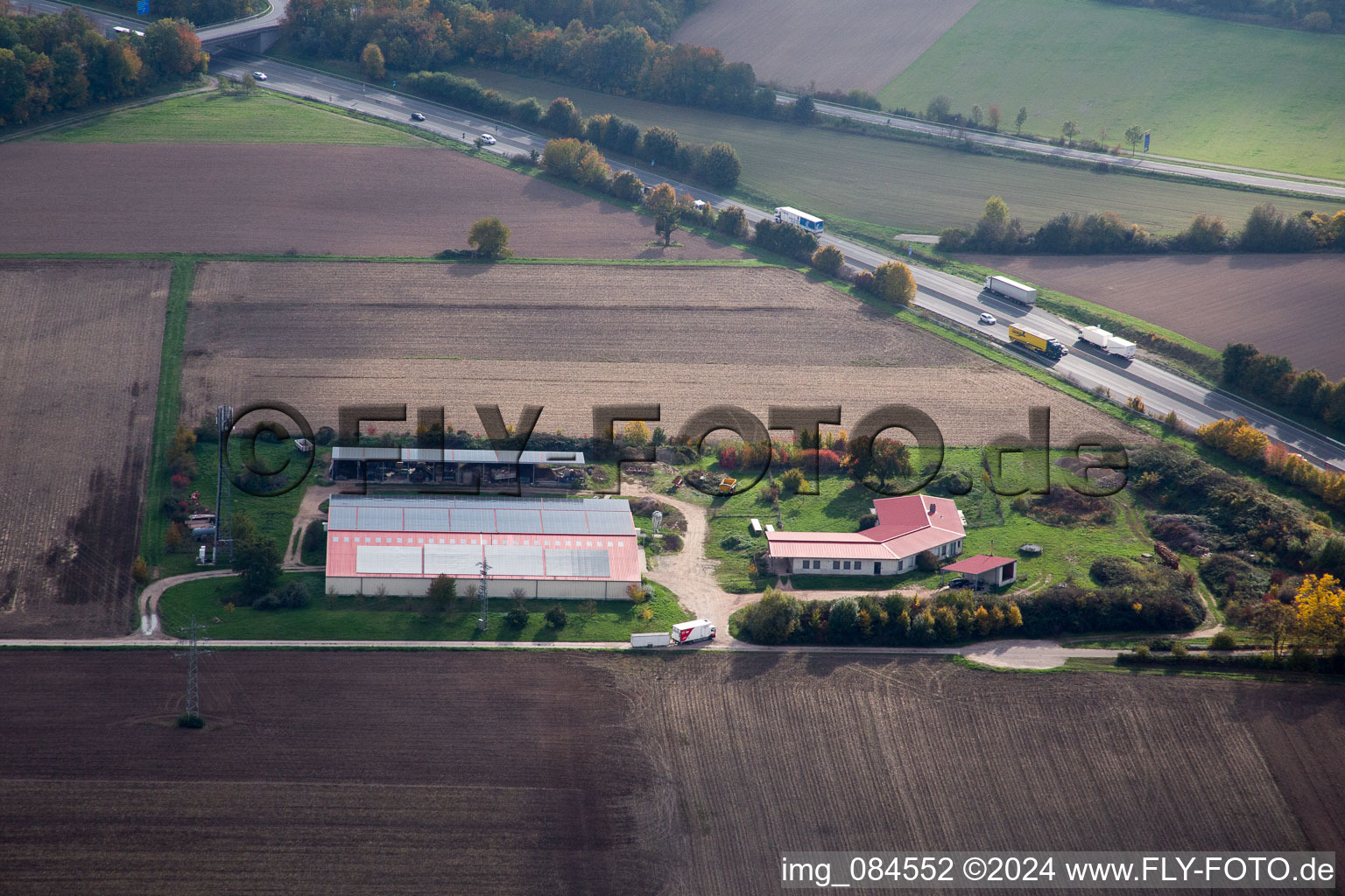 Vue aérienne de Ferme d'œufs à Erlenbach bei Kandel dans le département Rhénanie-Palatinat, Allemagne